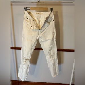 White levi’s wedgie jeans